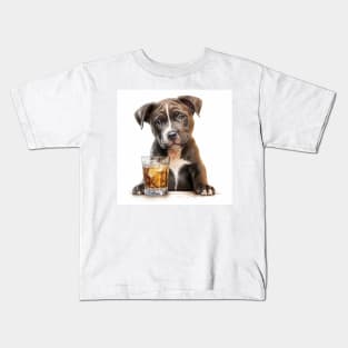 Pit Bull And Whiskey Kids T-Shirt